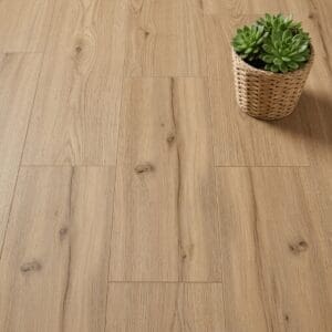 Amtico Spacia Alverton Oak luxury vinyl flooring close-up texture - photorealistic room shot