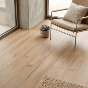 Amtico Spacia Alverton Oak luxury vinyl flooring detailed view - photorealistic room shot
