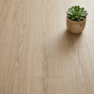 Amtico Spacia Birchfield Oak luxury vinyl flooring close-up texture - photorealistic room shot