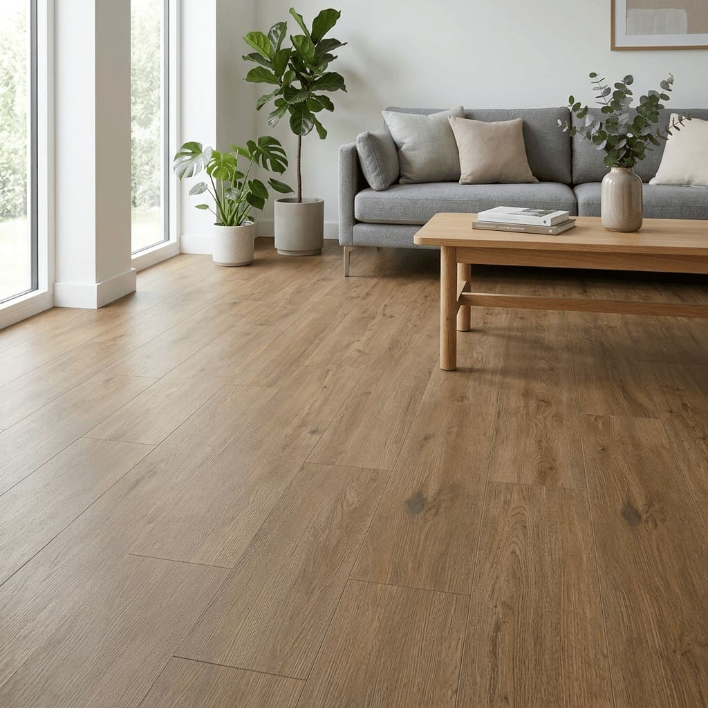 Amtico Spacia Brewer Oak luxury vinyl flooring room interior - photorealistic room shot
