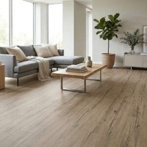 Amtico Spacia Cabin Timber luxury vinyl flooring room interior - photorealistic room shot