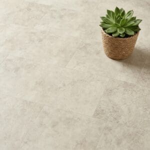 Amtico Spacia Castello Stone SS5S6118 luxury vinyl flooring close-up texture - photorealistic room shot