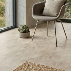 Amtico Spacia Castello Stone SS5S6118 luxury vinyl flooring detailed view - photorealistic room shot