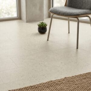 Amtico Spacia Court Stone luxury vinyl flooring detailed view - photorealistic room shot