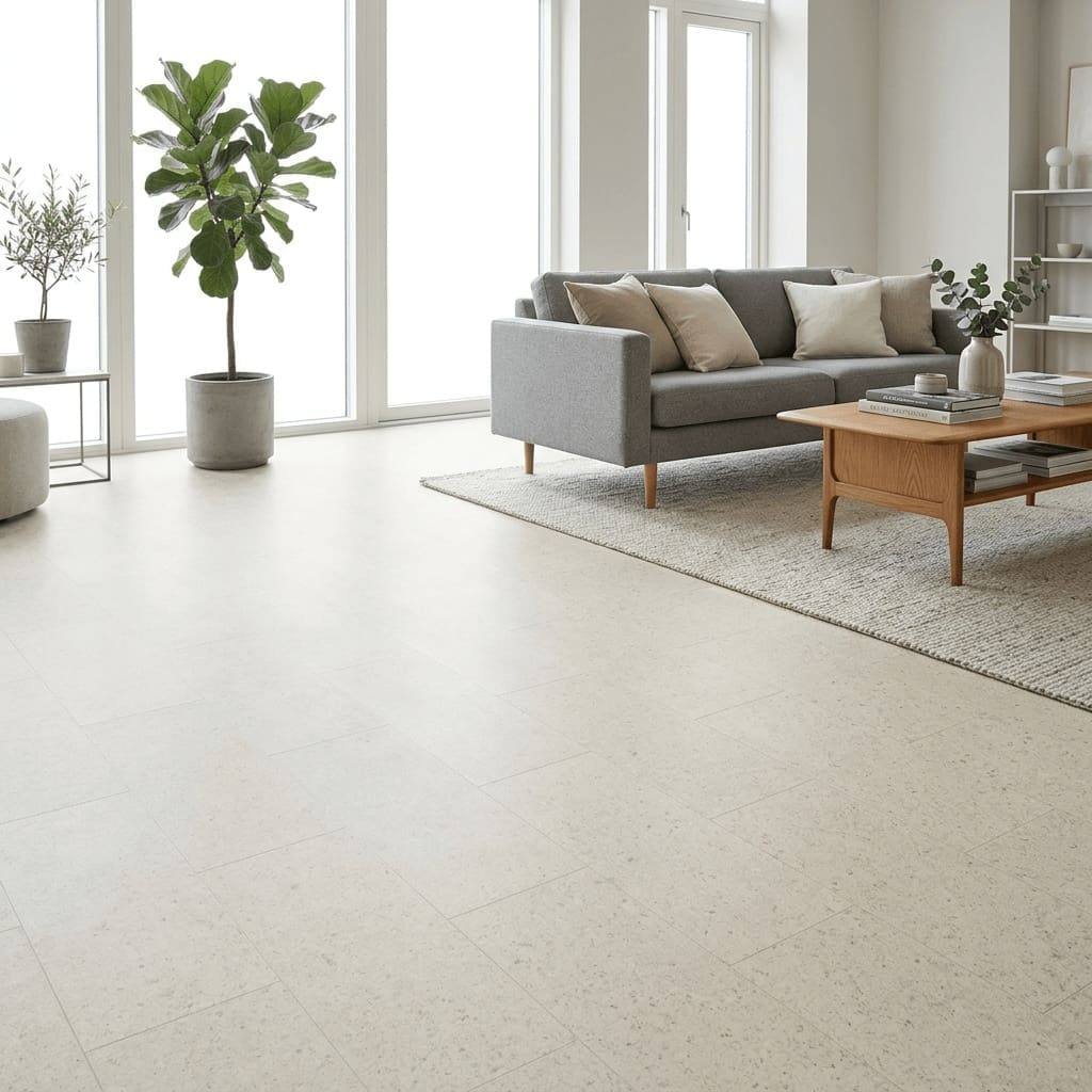 Amtico Spacia Court Stone luxury vinyl flooring room interior - photorealistic room shot