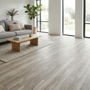 Amtico Spacia Cove Salvaged Timber luxury vinyl flooring room interior - photorealistic room shot