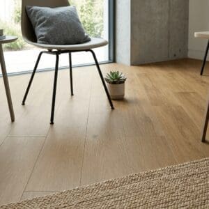 Amtico Spacia Craft Oak luxury vinyl flooring detailed view - photorealistic room shot