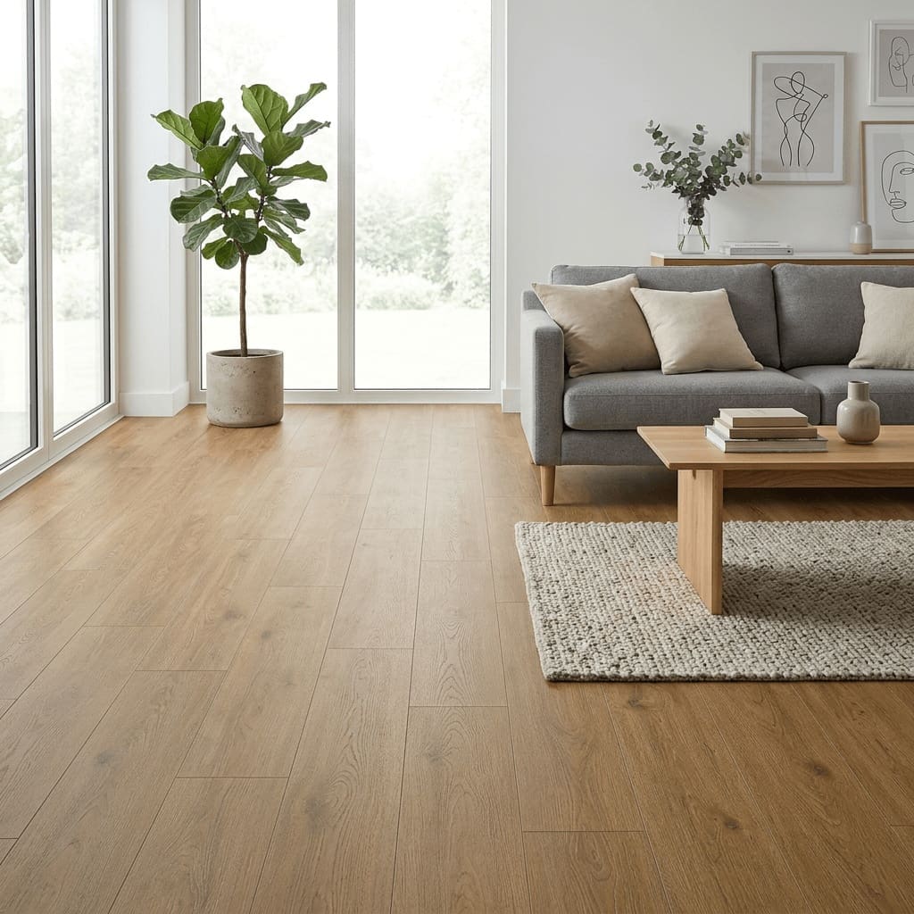 Amtico Spacia Craft Oak luxury vinyl flooring room interior - photorealistic room shot