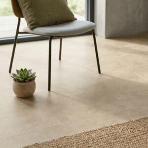 Amtico Spacia Draycote Stone luxury vinyl flooring detailed view - photorealistic room shot