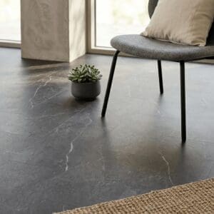 Amtico Spacia Fontana Marble Black luxury vinyl flooring detailed view - photorealistic room shot