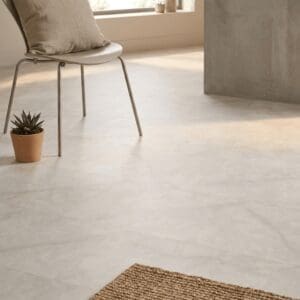 Amtico Spacia Fontana Marble White luxury vinyl flooring detailed view - photorealistic room shot