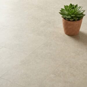 Amtico Spacia Forum Stone luxury vinyl flooring close-up texture - photorealistic room shot