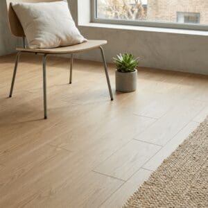 Amtico Spacia Grove Oak luxury vinyl flooring detailed view - photorealistic room shot