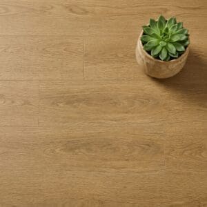 Amtico Spacia Guild Oak luxury vinyl flooring close-up texture - photorealistic room shot