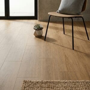 Amtico Spacia Guild Oak luxury vinyl flooring detailed view - photorealistic room shot