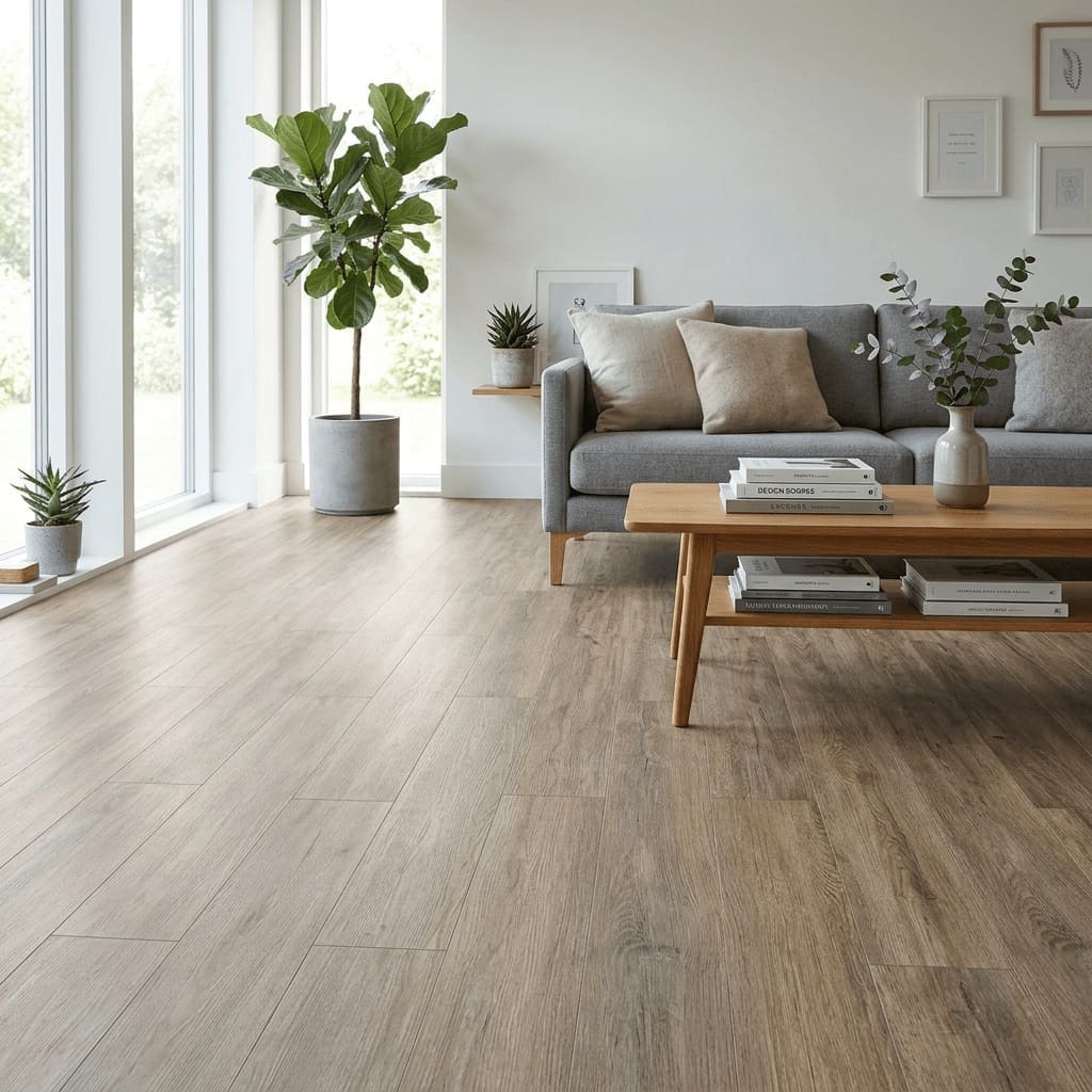 Amtico Spacia Harrier Oak luxury vinyl flooring room interior - photorealistic room shot