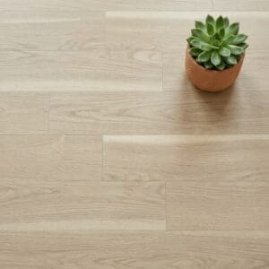 Amtico Spacia Kew Oak luxury vinyl flooring close-up texture - photorealistic room shot