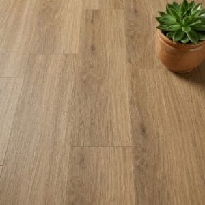 Amtico Spacia Langford Oak luxury vinyl flooring close-up texture - photorealistic room shot