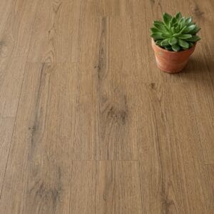 Amtico Spacia Lodge Oak luxury vinyl flooring close-up texture - photorealistic room shot
