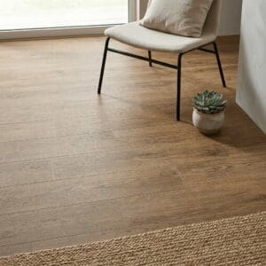 Amtico Spacia Lodge Oak luxury vinyl flooring detailed view - photorealistic room shot