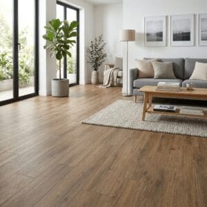 Amtico Spacia Lodge Oak luxury vinyl flooring room interior - photorealistic room shot