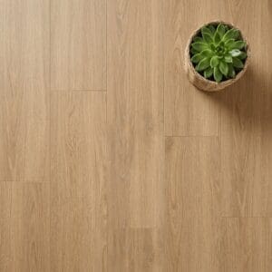 Amtico Spacia Lyndhurst Oak luxury vinyl flooring close-up texture - photorealistic room shot