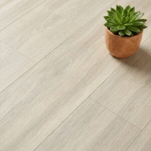 Amtico Spacia Oyster Oak luxury vinyl flooring close-up texture - photorealistic room shot