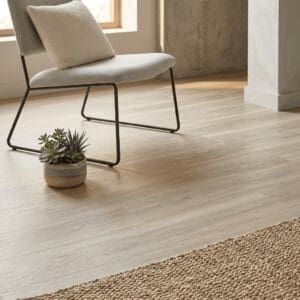 Amtico Spacia Oyster Oak luxury vinyl flooring detailed view - photorealistic room shot