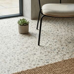 Amtico Spacia Paloma luxury vinyl flooring detailed view - photorealistic room shot