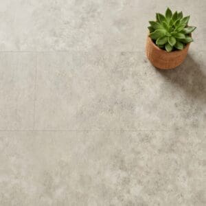 Amtico Spacia Portico Stone luxury vinyl flooring close-up texture - photorealistic room shot