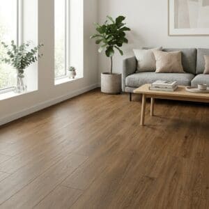 Amtico Spacia Saddler Oak luxury vinyl flooring room interior - photorealistic room shot