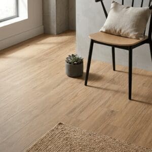 Amtico Spacia Stowe Oak luxury vinyl flooring detailed view - photorealistic room shot