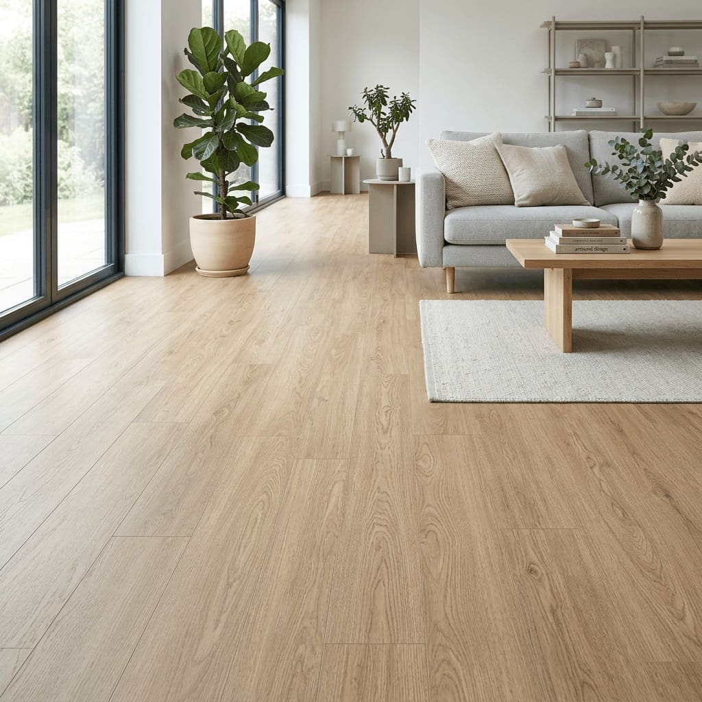 Amtico Spacia Stowe Oak luxury vinyl flooring room interior - photorealistic room shot