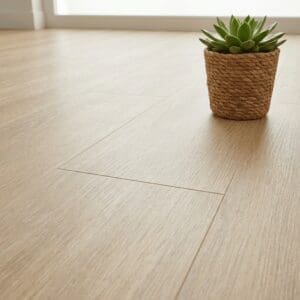 Amtico Spacia Tidewood Oak luxury vinyl flooring close-up texture - photorealistic room shot