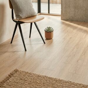Amtico Spacia Tidewood Oak luxury vinyl flooring detailed view - photorealistic room shot