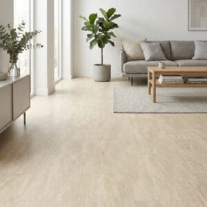 Amtico Spacia Travertine Oro luxury vinyl flooring room interior - photorealistic room shot