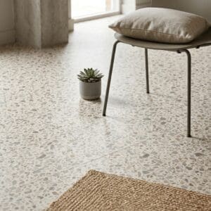 Amtico Spacia Vesper luxury vinyl flooring detailed view - photorealistic room shot
