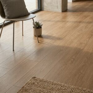 Amtico Spacia Wenlock Oak luxury vinyl flooring detailed view - photorealistic room shot