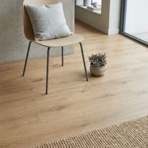 Amtico Spacia Westmere Oak luxury vinyl flooring detailed view - photorealistic room shot