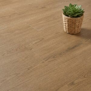 Amtico Spacia Windsor Oak luxury vinyl flooring close-up texture - photorealistic room shot