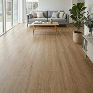 Amtico Spacia Windsor Oak luxury vinyl flooring room interior - photorealistic room shot