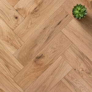 Baddiley Oak Herringbone engineered oak flooring close-up texture - photorealistic room shot