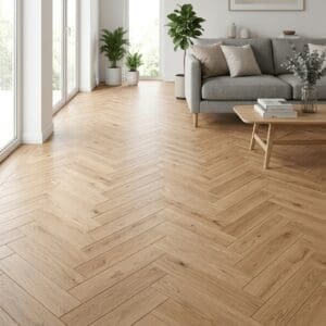 Baddiley Oak Herringbone engineered oak flooring room interior - photorealistic room shot