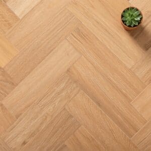 Beeston Oak Herringbone engineered oak flooring close-up texture - photorealistic room shot