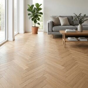 Beeston Oak Herringbone engineered oak flooring room interior - photorealistic room shot