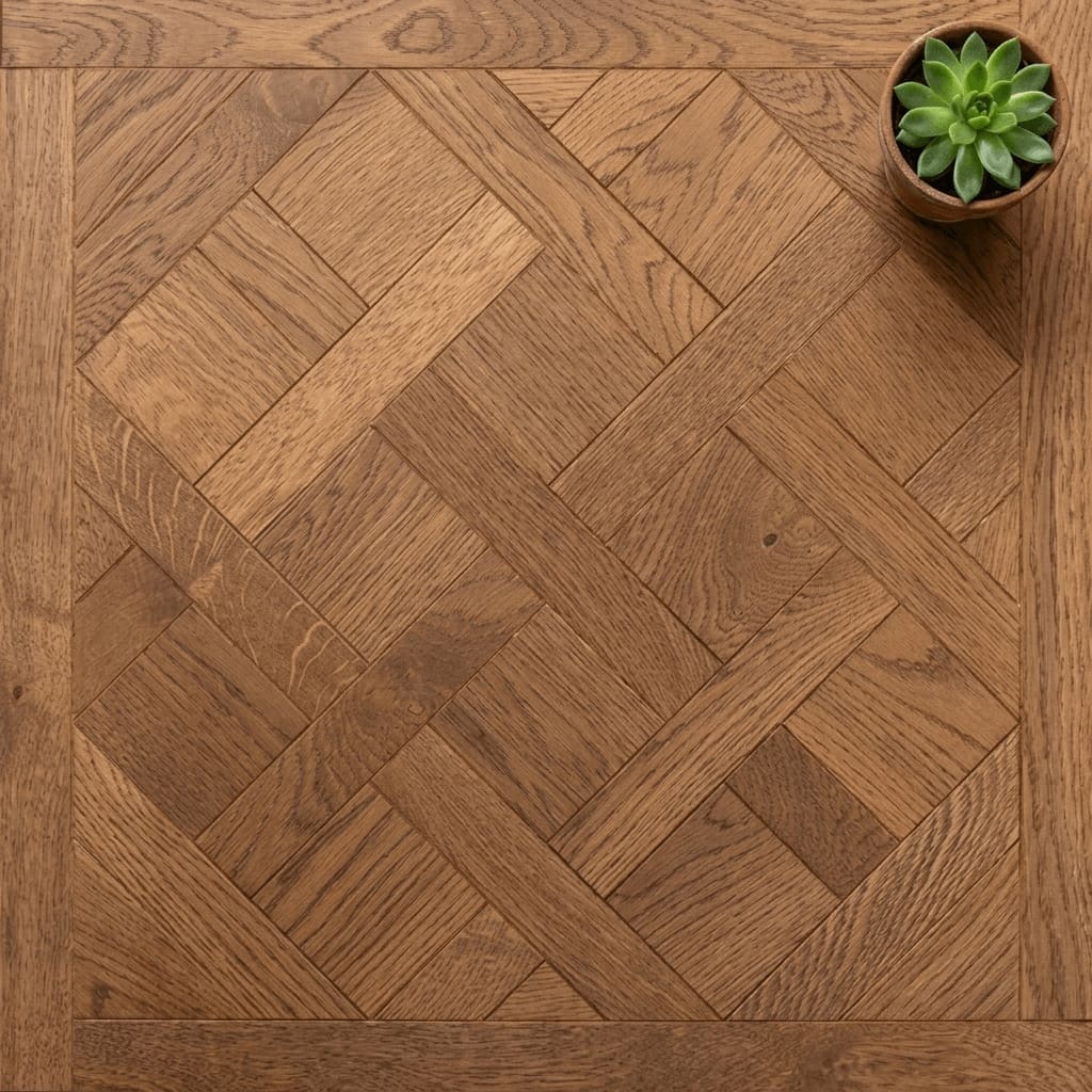 Belgrave Park Oak Versailles engineered oak flooring close-up texture - photorealistic room shot