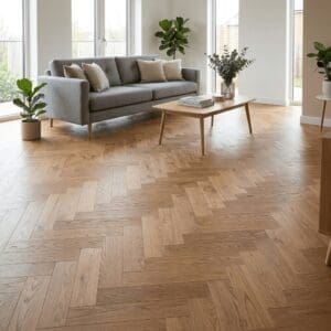 Bickerton Oak Herringbone engineered oak flooring room interior - photorealistic room shot