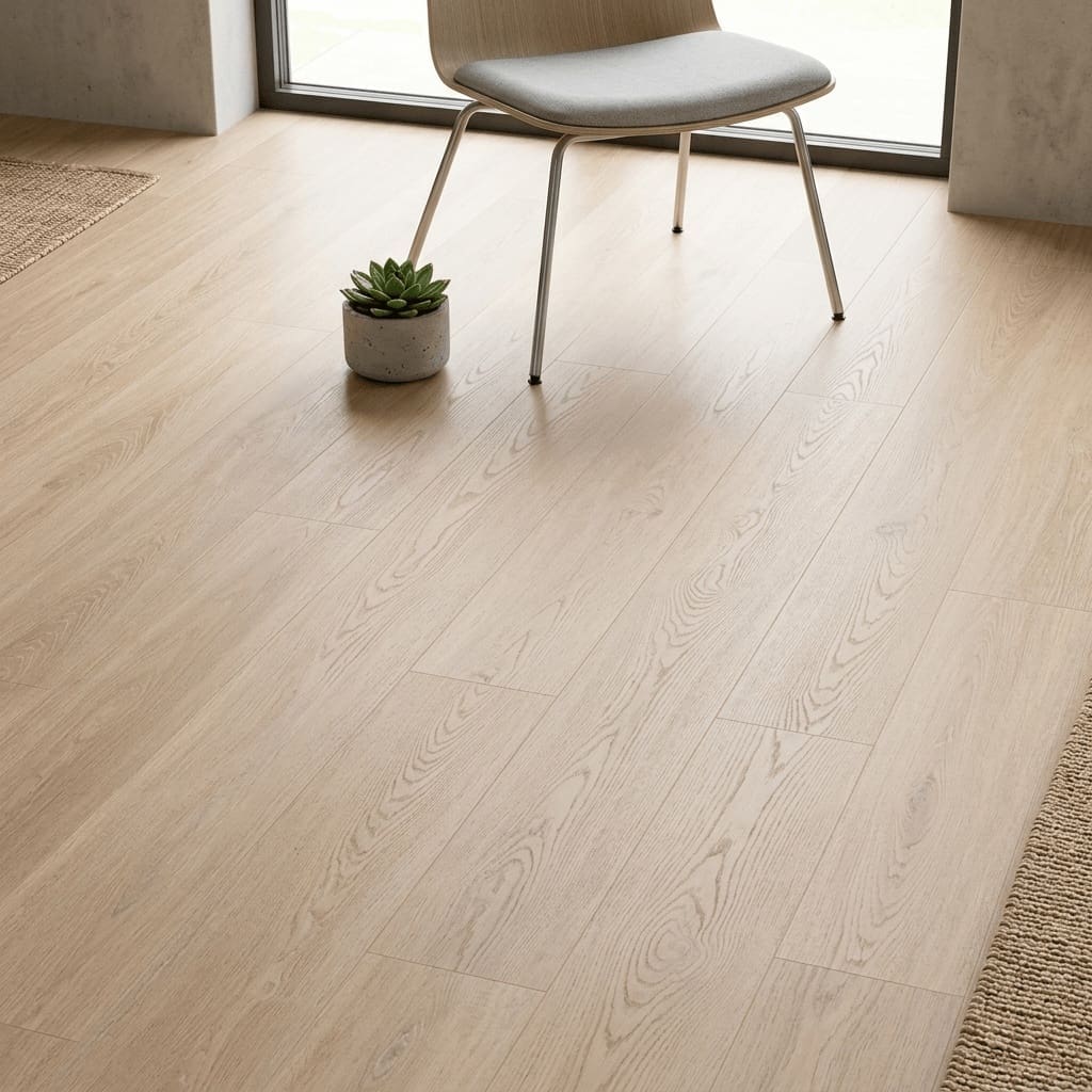 Blenheim Oak luxury vinyl flooring detailed view - photorealistic room shot