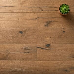 Bollington Oak engineered oak flooring close-up texture - photorealistic room shot