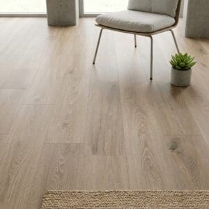 Bourton Oak luxury vinyl flooring detailed view - photorealistic room shot